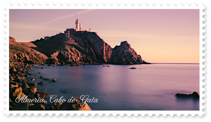 Cabo de Gata with the lighthouse and the Sea in the dawn