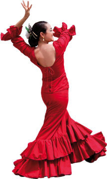 Andalusian flamenco dancer with red dress