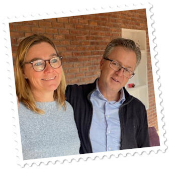 Portrait of Roland and Sandrien happy in the new house